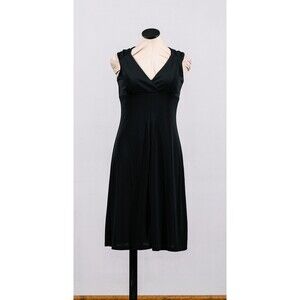 Isaac Mizrahi Target Black V Neck Midi Professional Classic Slim Cut Dress Sz 8